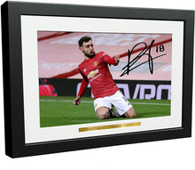 Load image into Gallery viewer, 12x8 Signed Bruno Fernandes "CELEBRATION" Manchester United Photo Photograph Picture Frame Football Soccer Poster Gift