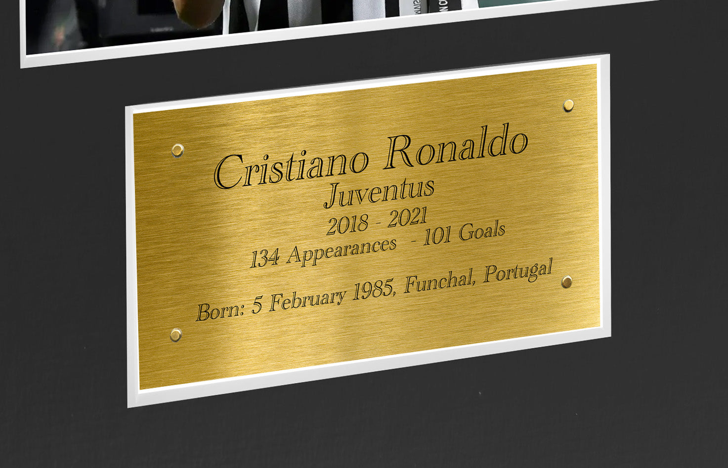 Large Cristiano Ronaldo Juventus Celebration With Precision Cut CR7 Logo Signed Autographed Signature Photograph Photo Picture Frame Football Soccer Poster Gift Black Mount