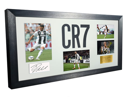 Large Cristiano Ronaldo Juventus Celebration With Precision Cut CR7 Logo Signed Autographed Signature Photograph Photo Picture Frame Football Soccer Poster Gift White Mount