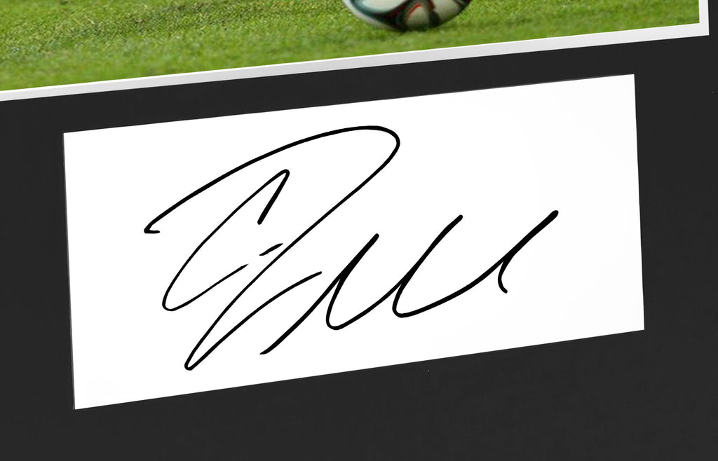 Large Cristiano Ronaldo Real Madrid Celebration With Precision Cut CR7 Logo Signed Autographed Signature Photograph Photo Picture Frame Football Soccer Poster Gift Black Mount