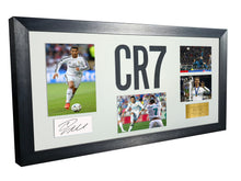 Load image into Gallery viewer, Large Cristiano Ronaldo Real Madrid Celebration With Precision Cut CR7 Logo Signed Autographed Signature Photograph Photo Picture Frame Football Soccer Poster Gift White Mount