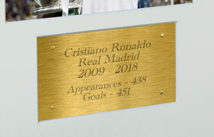 Large Cristiano Ronaldo Real Madrid Celebration With Precision Cut CR7 Logo Signed Autographed Signature Photograph Photo Picture Frame Football Soccer Poster Gift White Mount