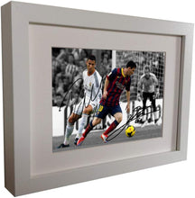 Load image into Gallery viewer, Kitbags &amp; Lockers Signed Lionel Messi Barcelona Cristiano Ronaldo Real Madrid Photo Photograph Picture Frame Autograph 3w