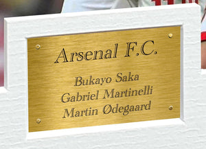 12x8 A4 Signed Bukayo Saka Gabriel Martinelli Martin Odegaard Arsenal F.C. Autographed Autograph Signed Photograph Photo Picture Frame Football Soccer Poster Gift