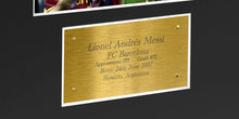 Load image into Gallery viewer, Lionel Messi Celebration With Precision Cut Logo Barcelona Signed Autographed Signature Photograph Picture Frame Football Soccer Poster Gift Black Mount