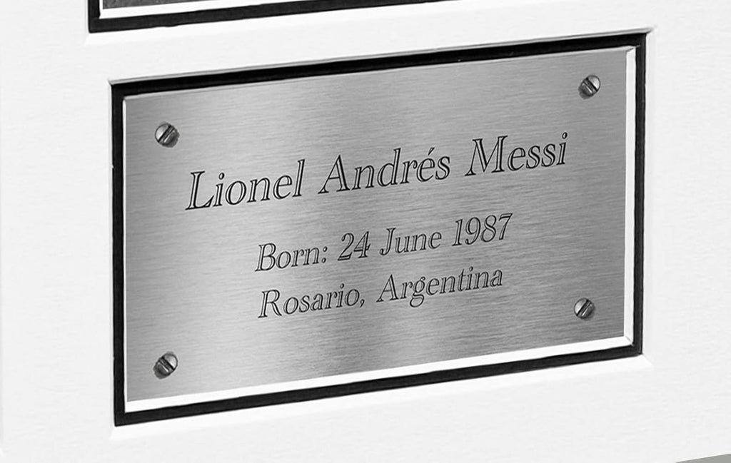 Lionel Messi GOAT Black or White Mount Barcelona PSG Paris Saint-Germain Argentina Signed Autographed Photo Photograph Picture Frame Football Soccer Poster Gift (Off White Mount)