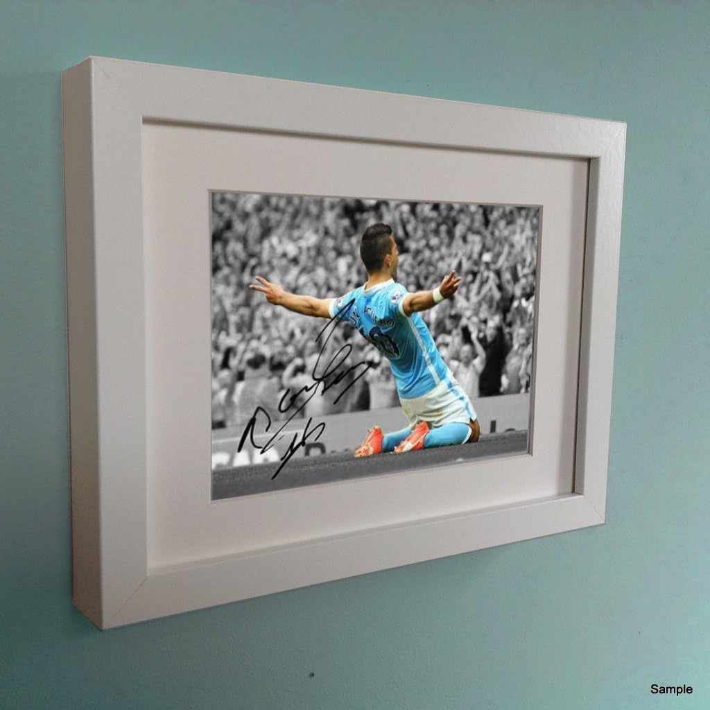 Kitbags & Lockers Signed White Sergio Aguero Manchester City Autographed Photo Picture Frame Photograph