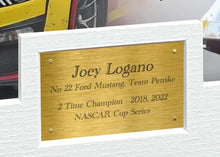 Load image into Gallery viewer, Kitbags &amp; Lockers &#39;2 TIMES CHAMPION&#39; 2018 2022 Joey Logano NASCAR Cup Series No22 Ford Mustang Team Penske Triple Autographed Signed 12x8 A4 Photo Photograph Picture Frame Poster Gift