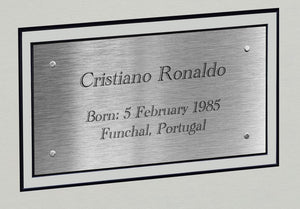 Large A3+ Signed CR7 Cristiano Ronaldo Real Madrid Display Autographed Signature Photo Photograph Picture Frame Football Soccer Poster Gift Manchester United Juventus Al-Nassr Portugal (Cream Mount)