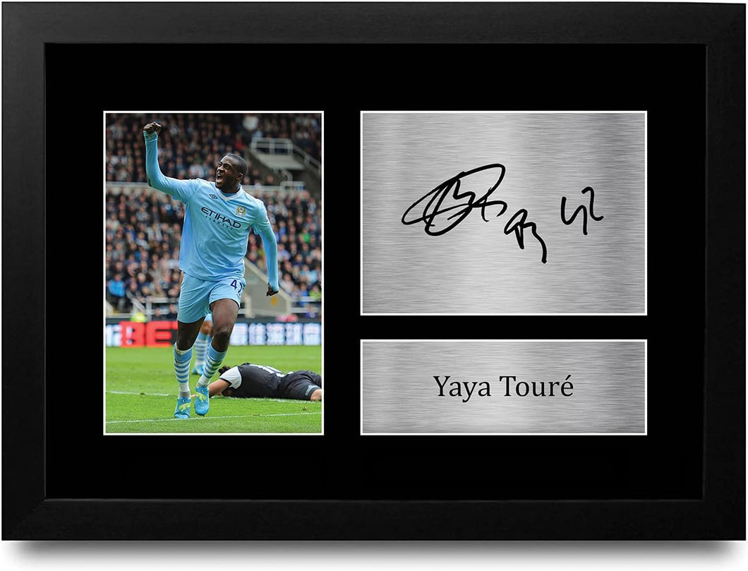 HWC Trading FR A4 Yaya Toure Manchester City Man City Gifts Printed Signed Autograph Picture for Football Fans and Supporters - A4 Framed