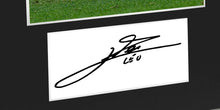 Load image into Gallery viewer, Lionel Messi Celebration With Precision Cut Logo Barcelona Signed Autographed Signature Photograph Picture Frame Football Soccer Poster Gift Black Mount