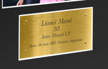 Load image into Gallery viewer, Large Season 2024/25 Lionel Messi Celebration With Precision Cut Logo Inter Miami CF Signed Autographed Signed Signature Photograph Picture Frame Football Soccer Poster Gift Black Mount