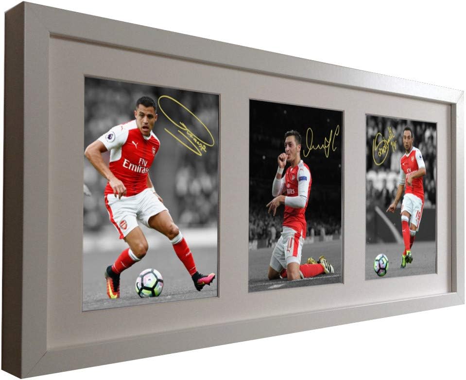 Kitbags & Lockers White Signed 2016-17 Arsenal Triple Picture Alexis Sanchez Mesut Ozil Santi Cazorla Photo Photograph Picture Frame Autographed
