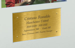 Large Cristiano Ronaldo Manchester United Utd Celebration With Precision Cut CR7 Logo Signed Autographed Signature Photograph Photo Picture Frame Football Soccer Poster Gift White Mount