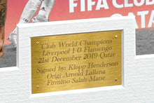 Load image into Gallery viewer, Kitbags &amp; Lockers 2019 CLUB WORLD CHAMPIONS CELEBRATION 12x8 A4 Signed Liverpool Henderson-Klopp-Salah-Mane-Firmino-Origi-Lallana-Arnold Autographed Photo Photograph Picture Frame Soccer Gift