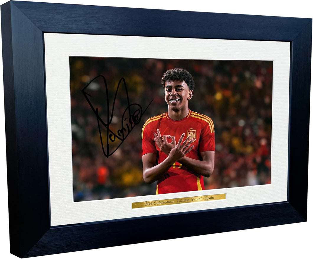 12x8 A4 Signed Lamine Yamal Spain 304 Celebration Autographed Autograph Signed Signature Photograph Photo Picture Frame Football Soccer Poster Barcelona Gift 2