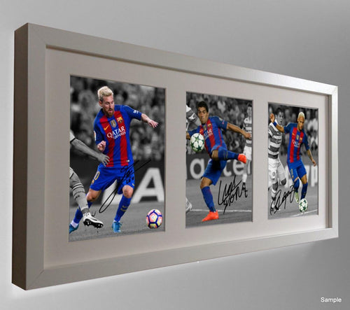 Kitbags & Lockers 2016/17 White Signed Lionel Messi Neymar Jr Luis Suarez Barcelona Photo Picture Photograph Autographed