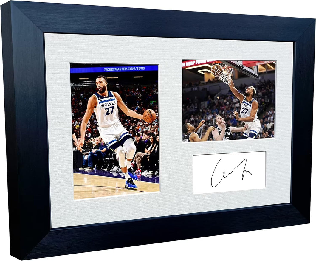 Kitbags & Lockers 12x8 A4 Rudy Gobert Minnesota Timberwolves Autographed Signed Photo Photograph Picture Frame Basketball Poster Gift Triple