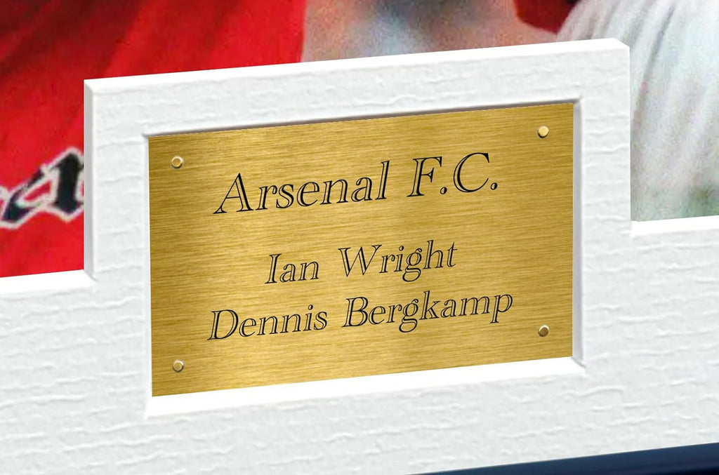 12x8 A4 Signed Ian Wright Dennis Bergkamp Arsenal Autographed Autograph Signed Signature Photograph Photo Picture Frame Football Soccer Poster Gift