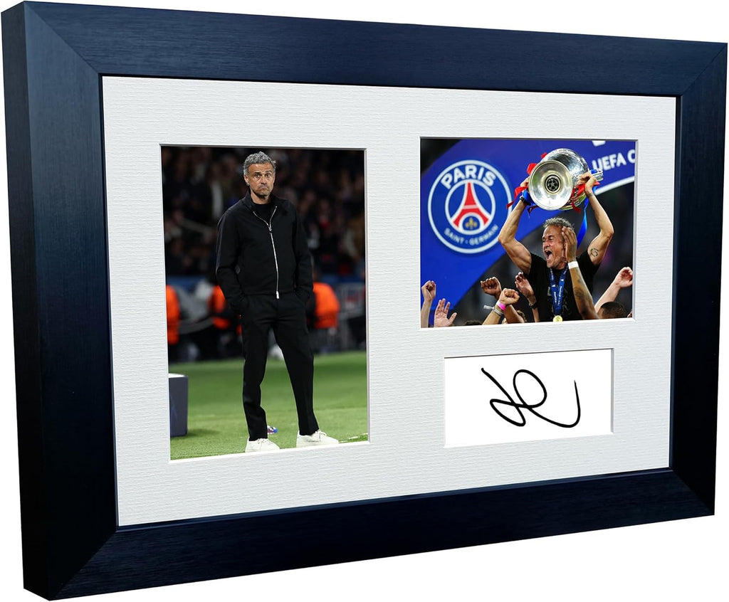 12x8 A4 Signed Luis Enrique Paris Saint-Germain PSG Champions League Winners 2025 Autographed Photo Photograph Picture Frame Football Soccer Gift Triple 1