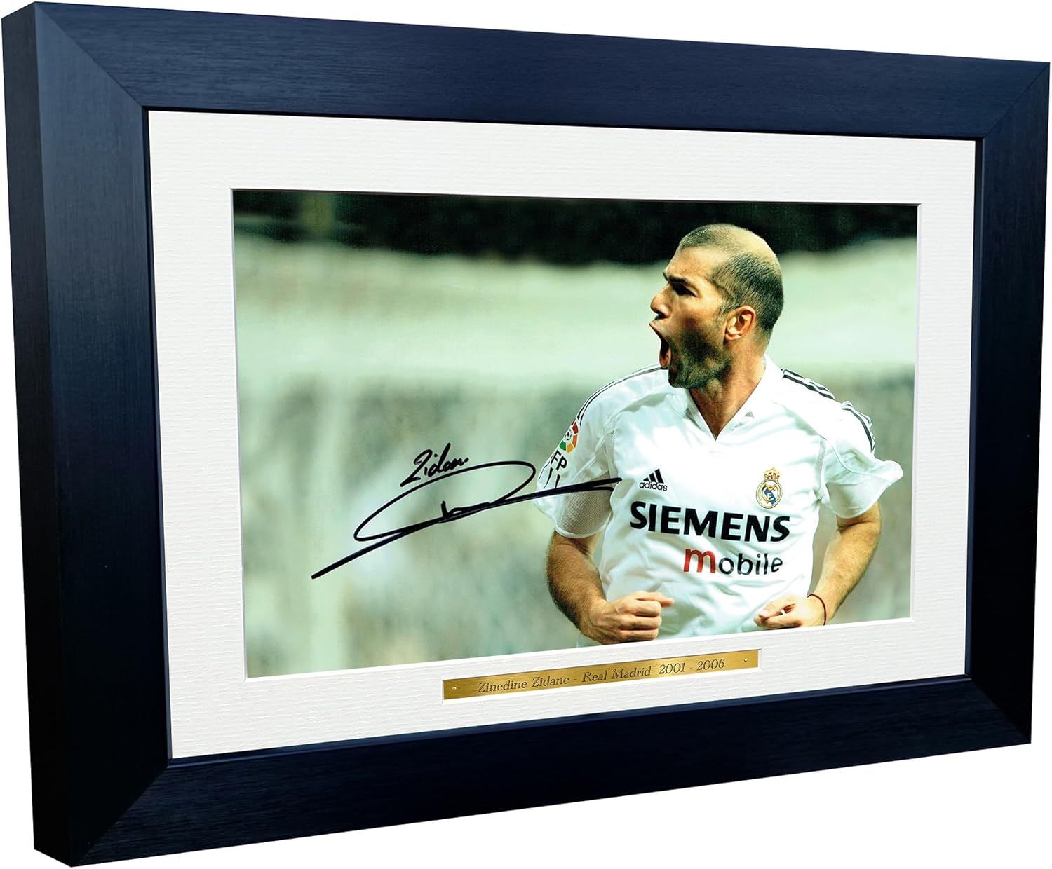 12x8 A4 Signed Zinedine Zidane Real Madrid Autographed Autograph Signed Signature Photograph Photo Picture Frame Football Soccer Poster Gift