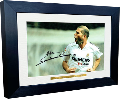 12x8 A4 Signed Zinedine Zidane Real Madrid Autographed Autograph Signed Signature Photograph Photo Picture Frame Football Soccer Poster Gift