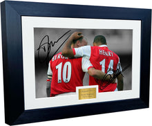 Load image into Gallery viewer, 12x8 A4 Signed Dennis Bergkamp Thierry Henry Arsenal Autographed Autograph Signed Signature Photograph Photo Picture Frame Football Soccer Poster Gift BW