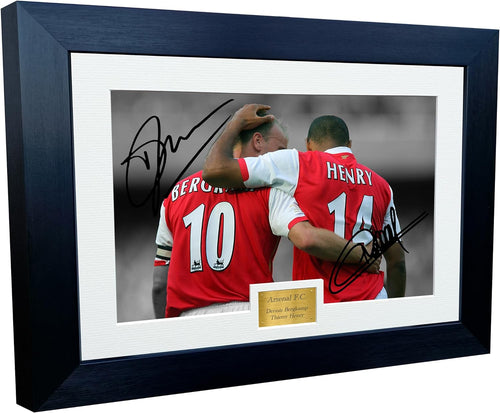 12x8 A4 Signed Dennis Bergkamp Thierry Henry Arsenal Autographed Autograph Signed Signature Photograph Photo Picture Frame Football Soccer Poster Gift BW