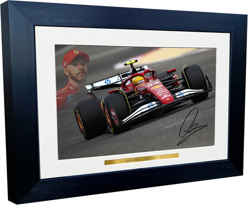 Kitbags & Lockers 12x8 A4 Lewis Hamilton 2025 Farrari SF25 Car Autographed Signed Signature Photo Photograph Picture Frame Racing Formula 1 F1 Poster Gift