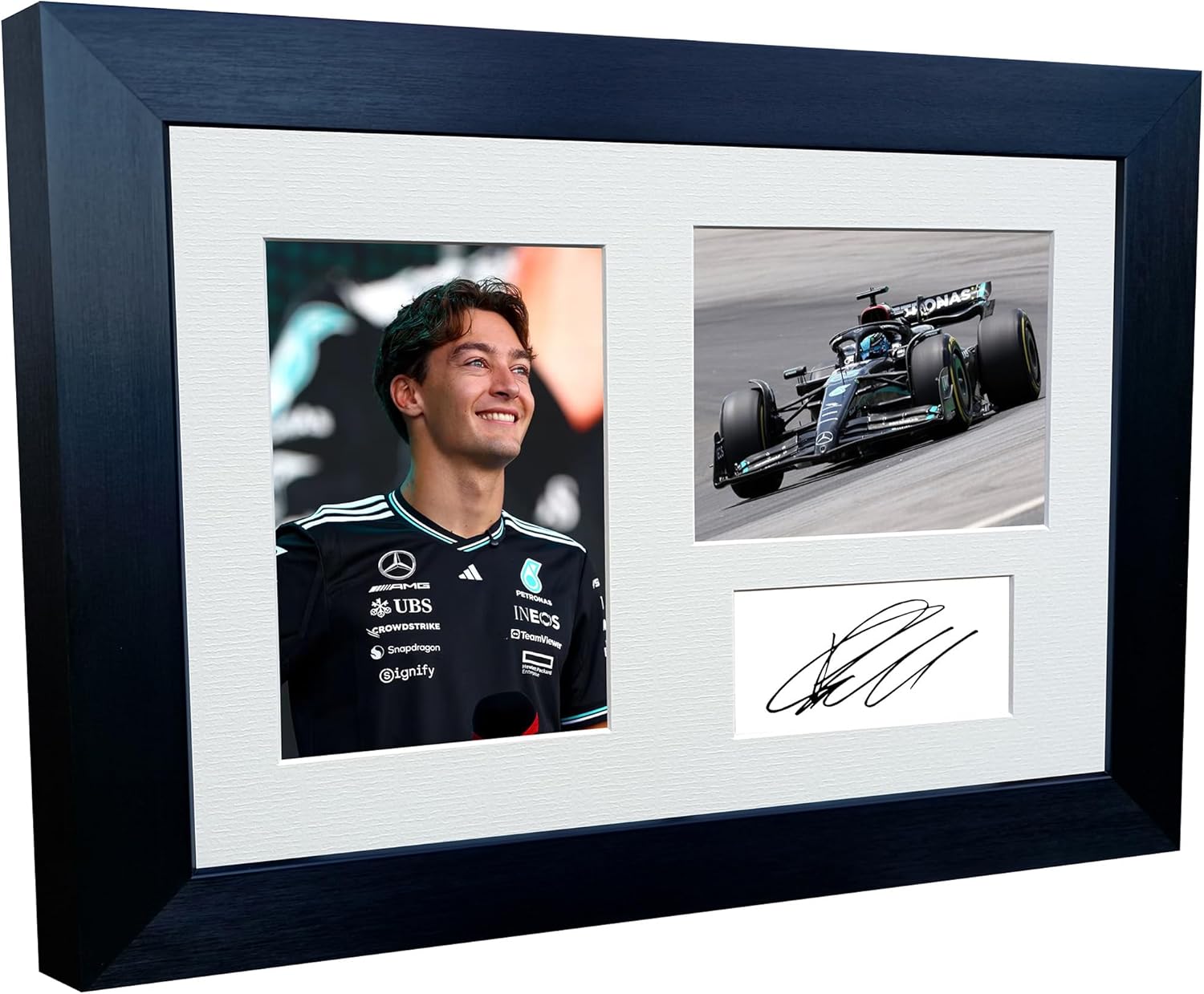 Kitbags & Lockers 12x8 A4 George Russell Triple Grand Prix Mercedes AMG Petronas Car Autographed Signed Signature Photo Photograph Picture Frame Racing Formula 1 F1 Poster Gift 1