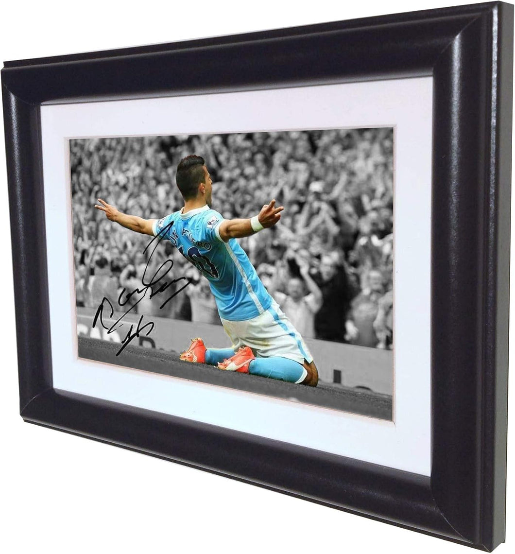 Signed Black Sergio Aguero Manchester City Autographed Photo Picture Frame Photograph SM
