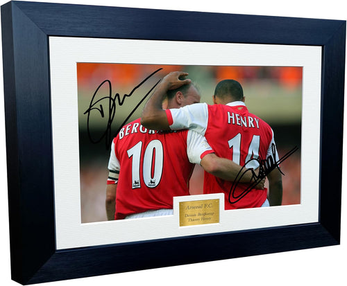12x8 A4 Signed Dennis Bergkamp Thierry Henry Arsenal Autographed Autograph Signed Signature Photograph Photo Picture Frame Football Soccer Poster Gift Col