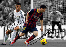 Load image into Gallery viewer, 12x8 A4 Lionel Messi Barcelona Cristiano Ronaldo Real Madrid Autographed Autograph Signed Signature Photograph Photo Picture Frame Football Soccer Poster Gift