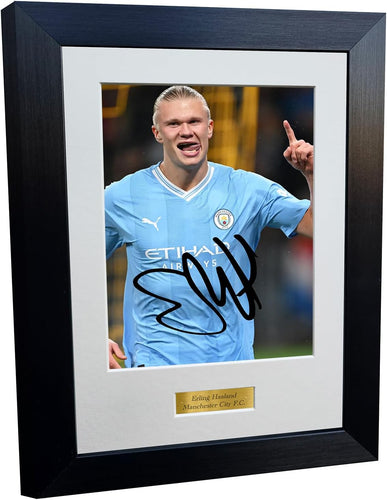 12x8 A4 Erling Haaland Manchester City F.C. Autographed Signed Photo Photograph Picture Frame Football Soccer Poster Gift 8x6