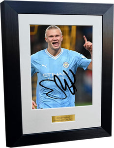 12x8 A4 Erling Haaland Manchester City F.C. Autographed Signed Photo Photograph Picture Frame Football Soccer Poster Gift 8x6