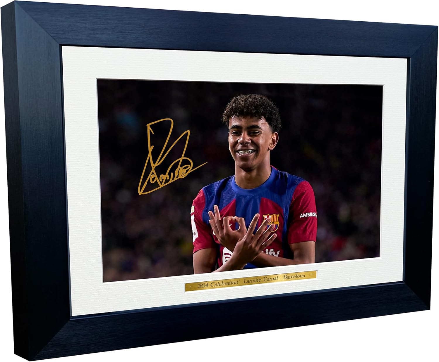 12x8 A4 Signed Lamine Yamal Barcelona 304 Celebration Autographed Autograph Signed Signature Photograph Photo Picture Frame Football Soccer Poster Spain Gift 1