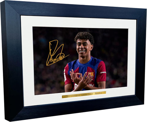 12x8 A4 Signed Lamine Yamal Barcelona 304 Celebration Autographed Autograph Signed Signature Photograph Photo Picture Frame Football Soccer Poster Spain Gift 1