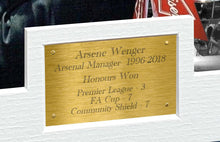 Load image into Gallery viewer, Kitbags &amp; Lockers Arsene Wenger CELEBRATION 12x8 A4 Signed Arsenal - Thierry Henry- Patrick Vieira- Dennis Bergkamp- Ian Wright - Theo Walcott - Autographed Photo Photograph Picture Frame Soccer Gift
