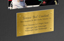 Load image into Gallery viewer, Kitbags &amp; Lockers Terence Bud Crawford Celebration With Precision Cut Logo Signed Autographed Signature Photograph Picture Frame Boxing Poster Gift Errol Spence Jr Israil Madrimov (Black Mount)