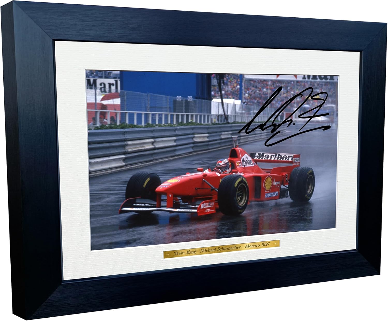 Kitbags & Lockers 12x8 A4 Michael Schumacher RAIN KING Monaco 1997 Grand Prix Ferrari F310B Car Autographed Signed Signature Photo Photograph Picture Frame Racing Formula 1 F1 Poster Gift 1