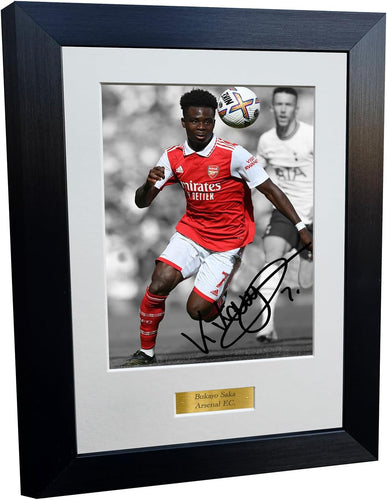 8x6 A4 Signed Bukayo Saka Arsenal Autographed Autograph Signed Signature Photograph Photo Picture Frame Football Soccer Poster Gift
