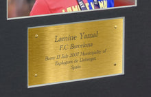 Load image into Gallery viewer, Lamine Yamal 2025 Barcelona Logo Mount Signed Autographed Photo Photograph Picture Frame Poster Football Soccer Gift (Black Mount)