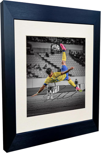 12x8 A4 Signed Cristiano Ronaldo Al-Nassr FC Overhead Bicycle Kick Autographed Signed Photograph Picture Frame Football Soccer Poster Gift
