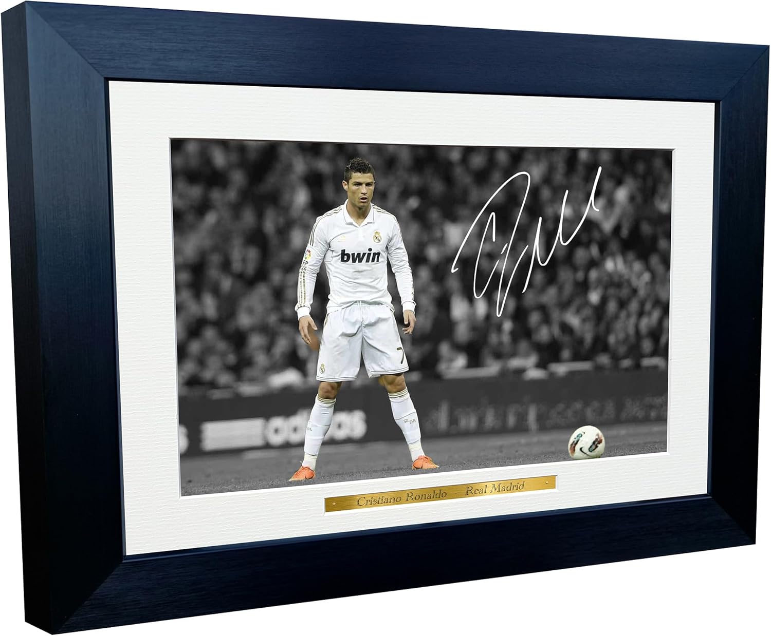12x8 A4 Signed Cristiano Ronaldo Real Madrid Free Kick Autographed Autograph Signature Picture Frame Photograph Photo Poster Football Soccer Gift
