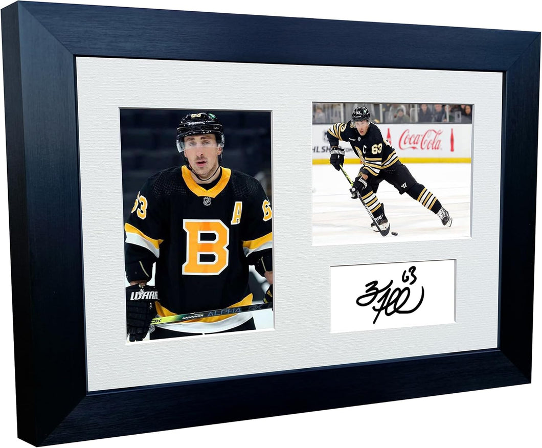 Kitbags & Lockers 12x8 A4 Brad Marchand Boston Bruins NHL Autographed Signed Photo Photograph Picture Frame Ice Hockey Poster Gift Triple