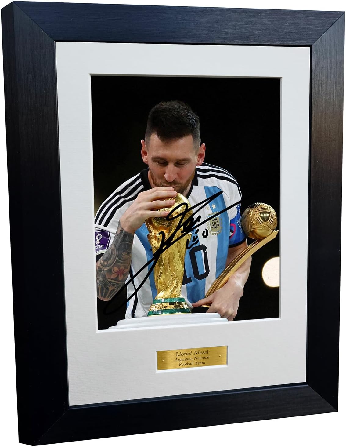 Lionel Messi World Cup Winners 2022 Argentina Barcelona Leo Autographed Signed 12x8 A4 Photo Photograph Picture Frame Football Soccer Poster Gift 8x6
