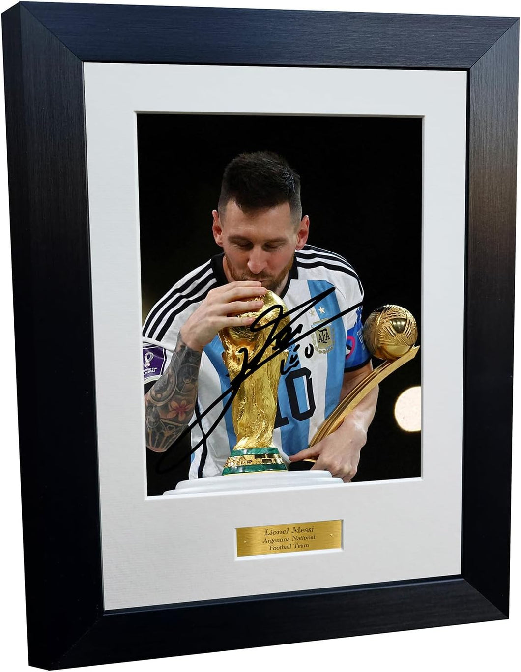 Lionel Messi World Cup Winners 2022 Argentina Barcelona Leo Autographed Signed 12x8 A4 Photo Photograph Picture Frame Football Soccer Poster Gift 8x6