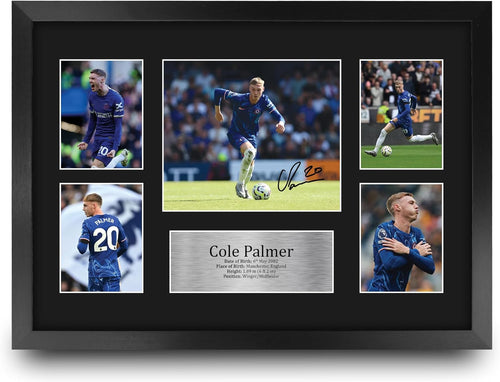 HWC Trading Cole Palmer Chelsea Gifts Printed Signed Autograph Picture for Football Fans and Supporters - A3 Framed