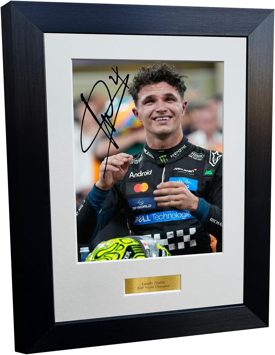 Kitbags & Lockers 12x8 A4 Lando Norris World Champion 2025 Abu Dhabi McLaren MCL39 Car Autographed Signed Signature Photo Photograph Picture Frame Racing Formula 1 F1 Poster Gift 10