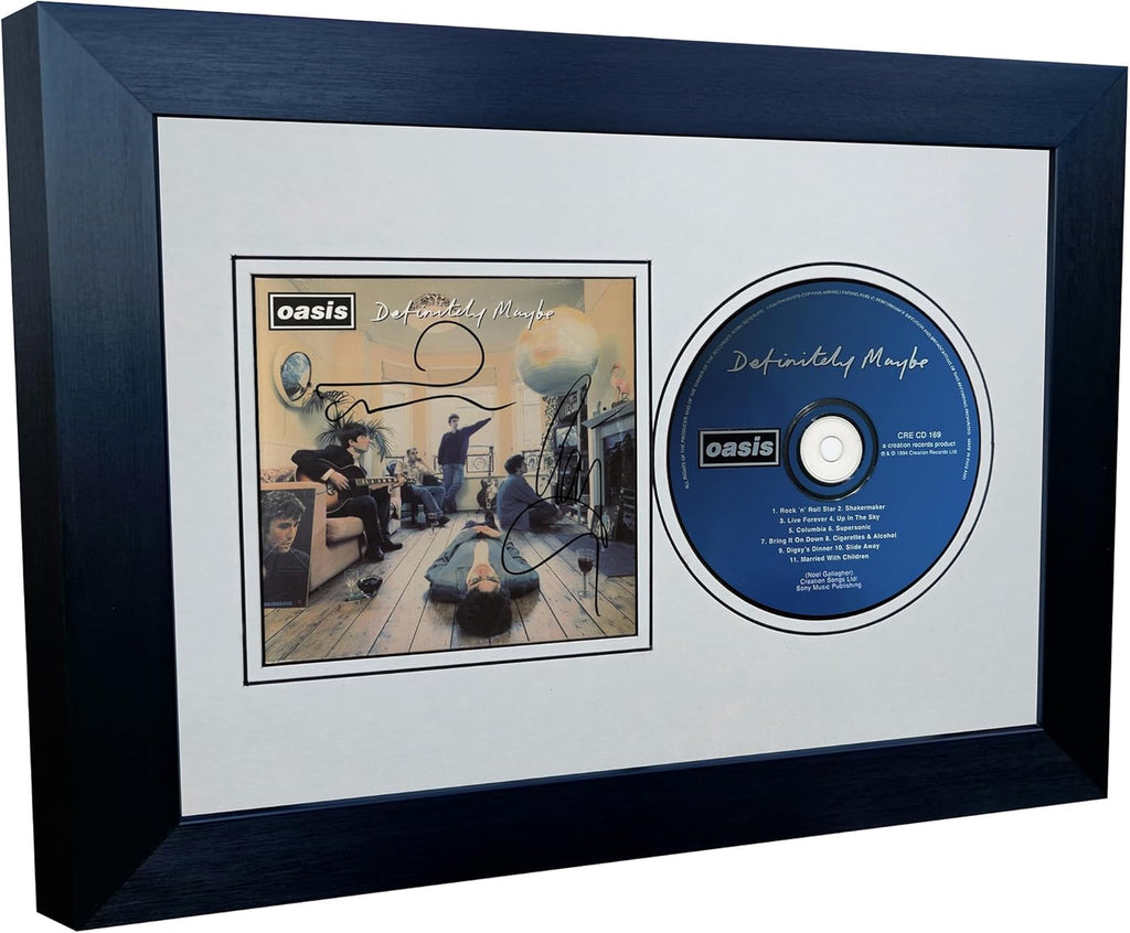 A4 Oasis Definitely Maybe (Whats The Story) Morning Glory Album Cover Display Liam Noel Gallagher Indie Music Autographed Signed Photograph Picture Frame (Definitely Maybe Cream Mount)